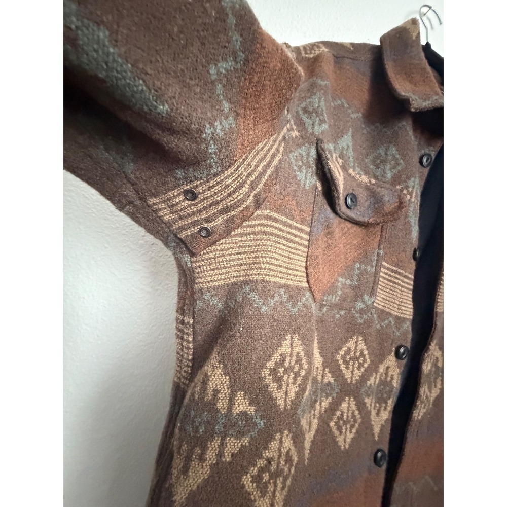 Jachs New York Mens Wool Blend Southwestern Shirt Jacket Brown Geometric Large - Picture 3 of 10